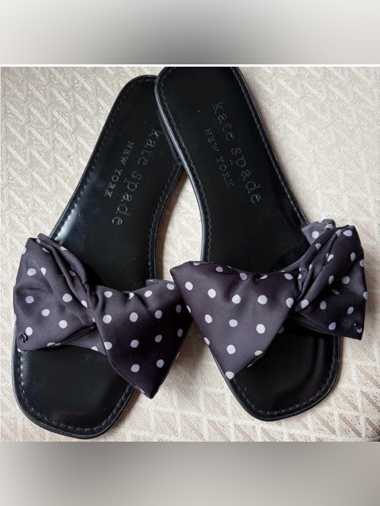 kate spade Shoes - kate spade Black Polka Dot Bikini Bow Slide Sandals